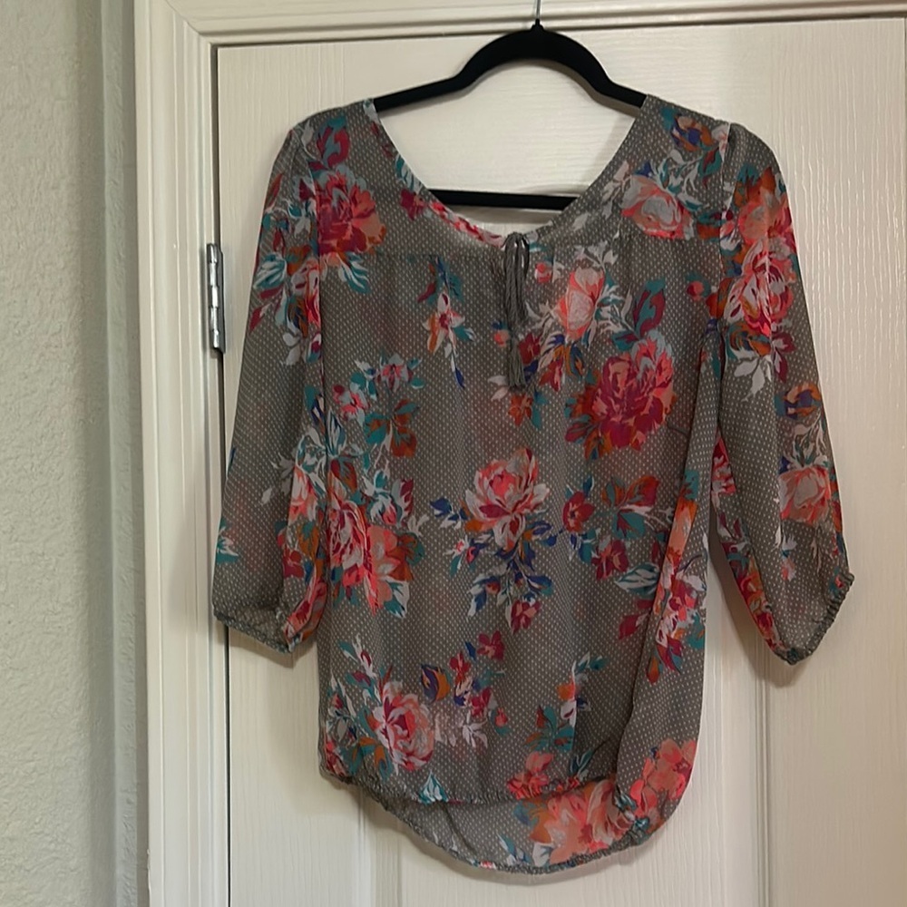 Arizona Jean Company Floral Multicolor Blouse size Large